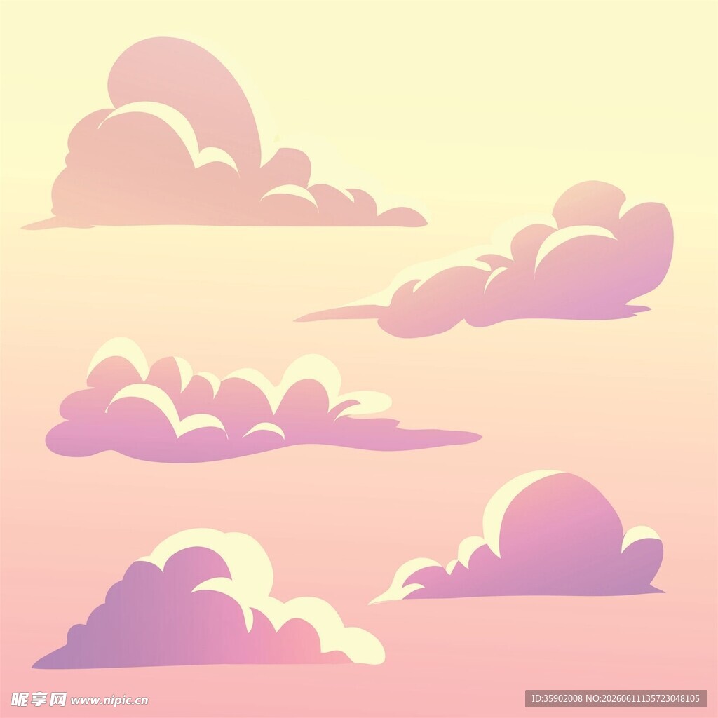 梦幻渐变云朵插画