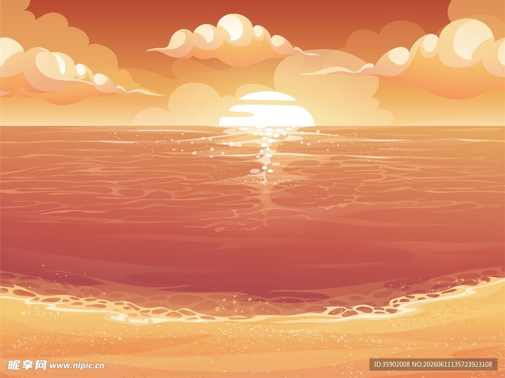 夕阳下的海边美景