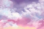 梦幻粉紫天空中的云朵