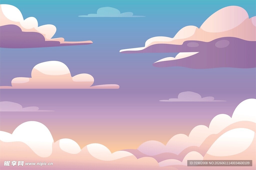梦幻天空中的多彩云朵