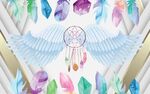 梦幻捕梦网与彩色羽毛装饰