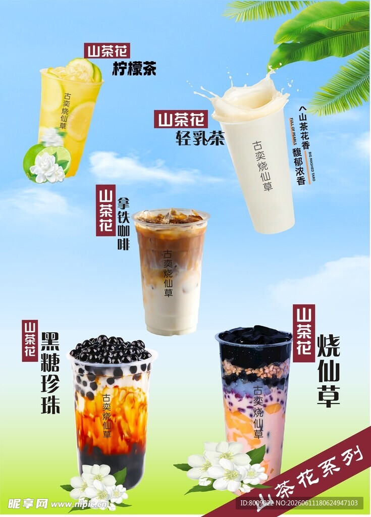 多样美味奶茶饮品展示