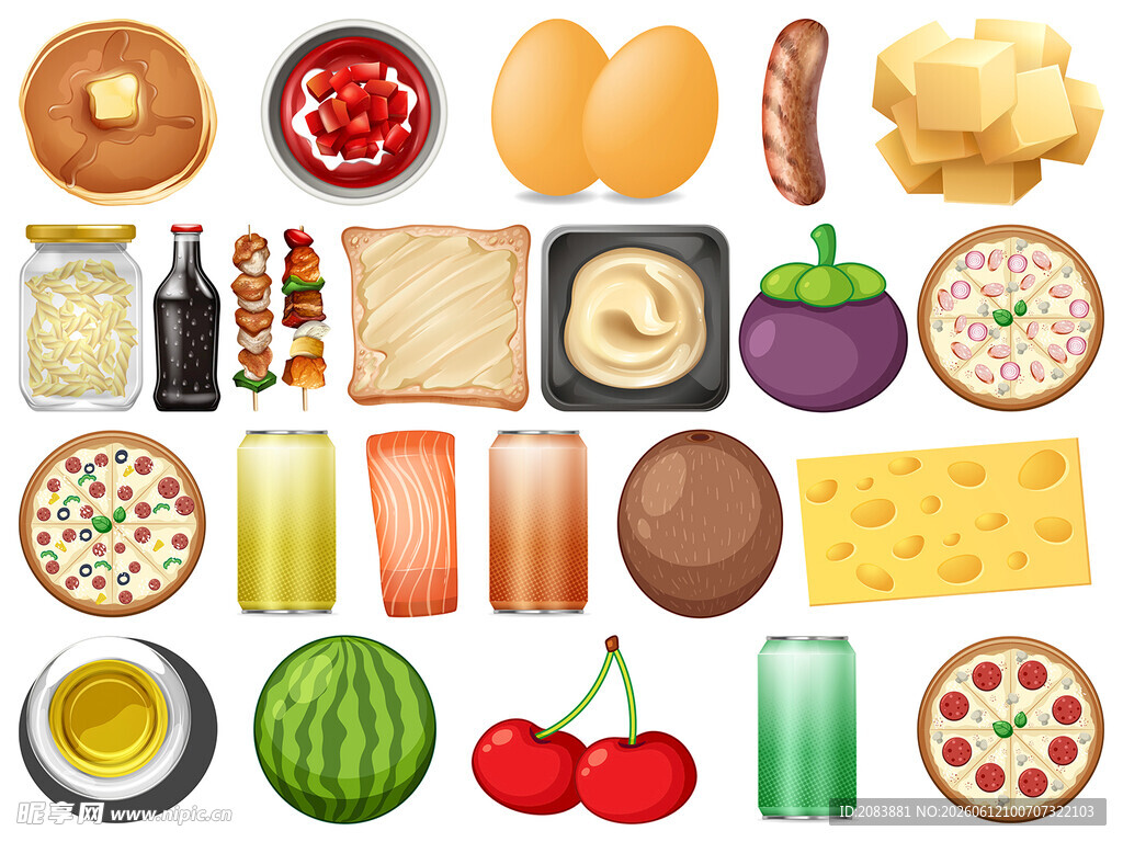 多样食品集合展示