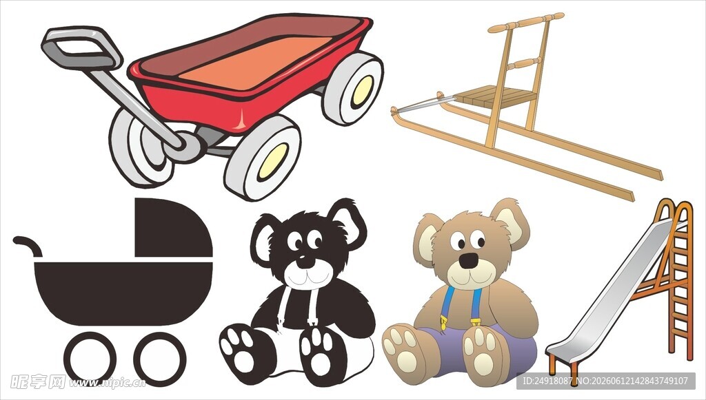 多样经典儿童玩具展示