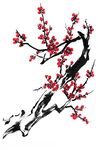 水墨红梅图