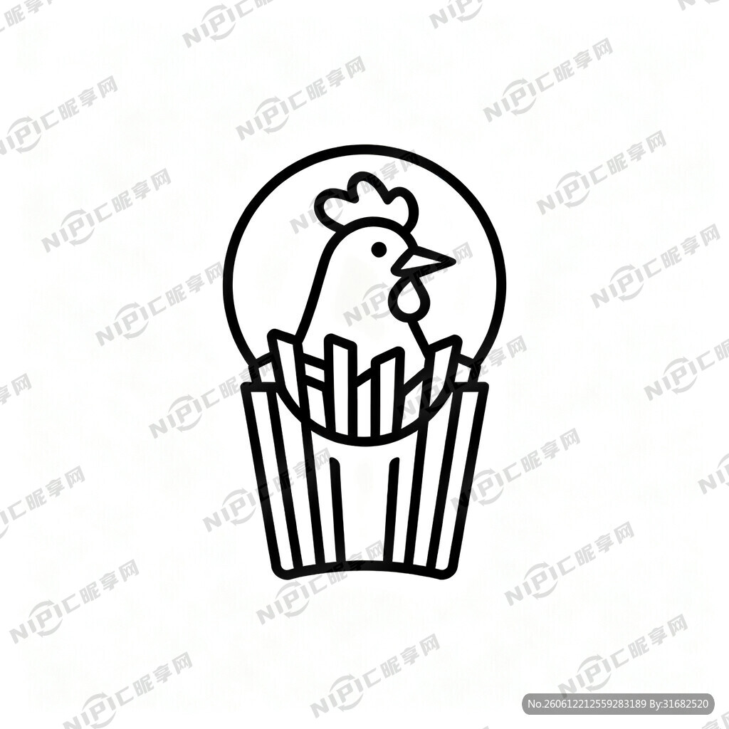线条logo 鸡头 鸡嘴向右