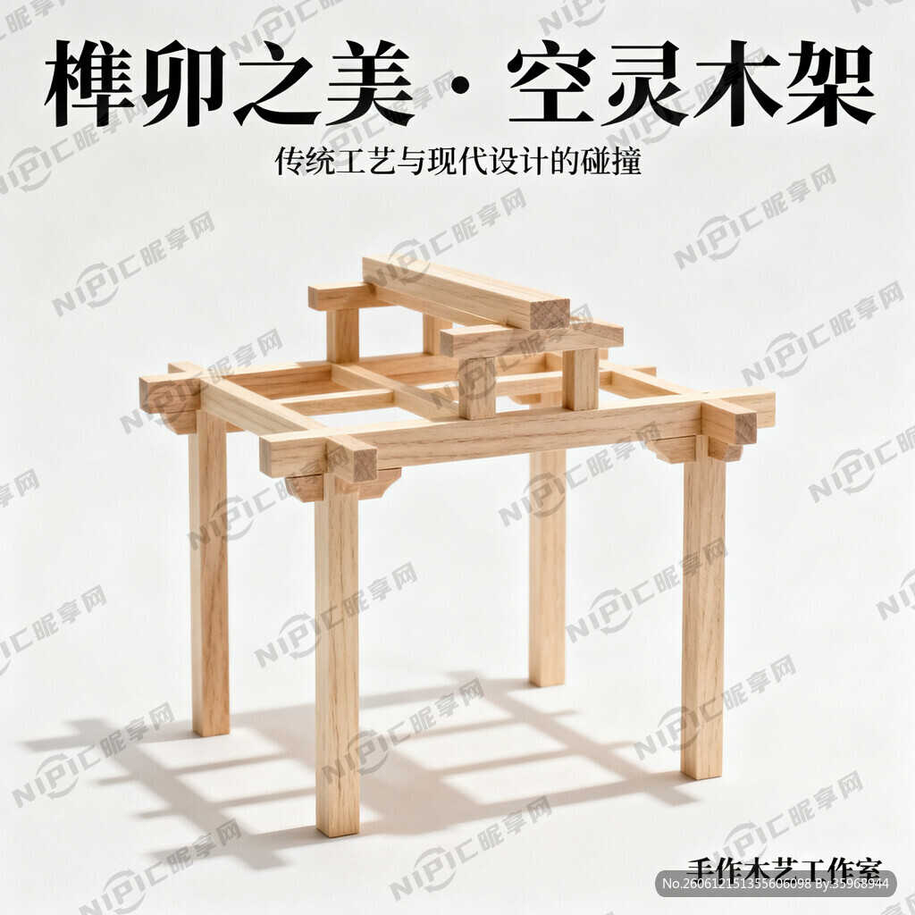 用榫卯的思路结合成一个木架