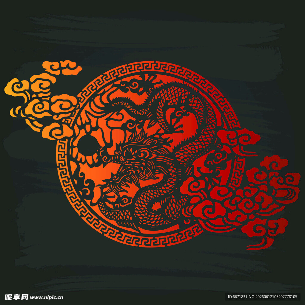 中式传统龙纹图案设计