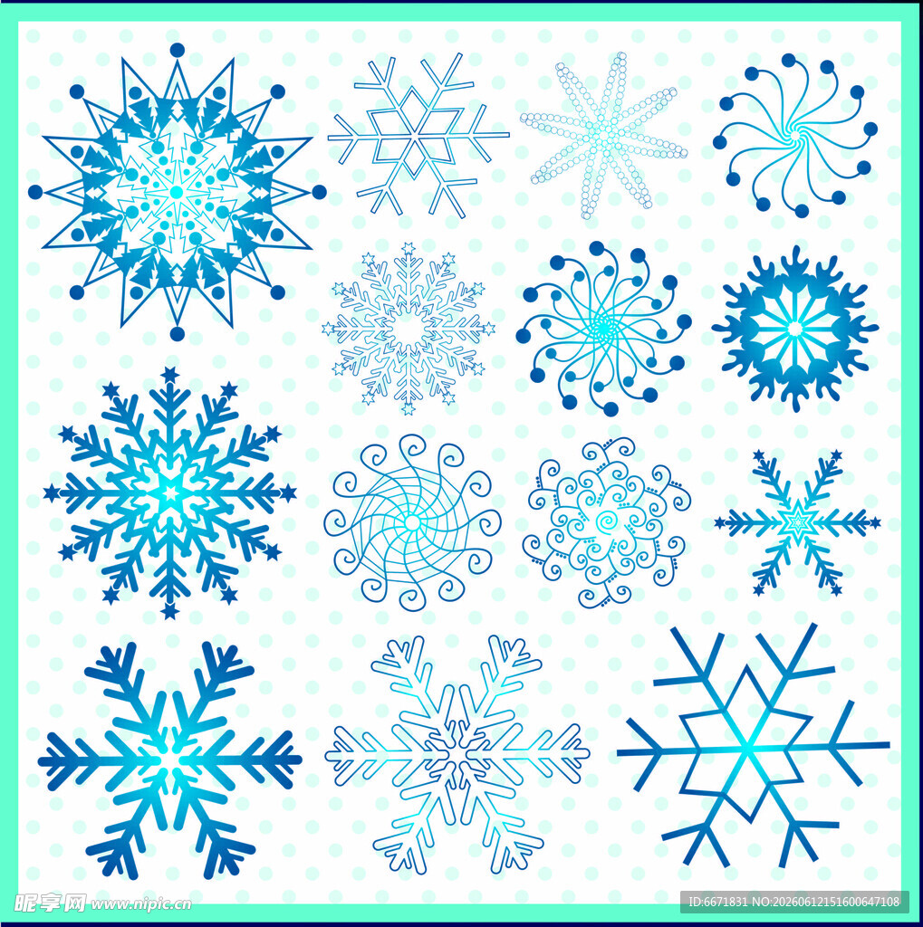多彩雪花图案集合