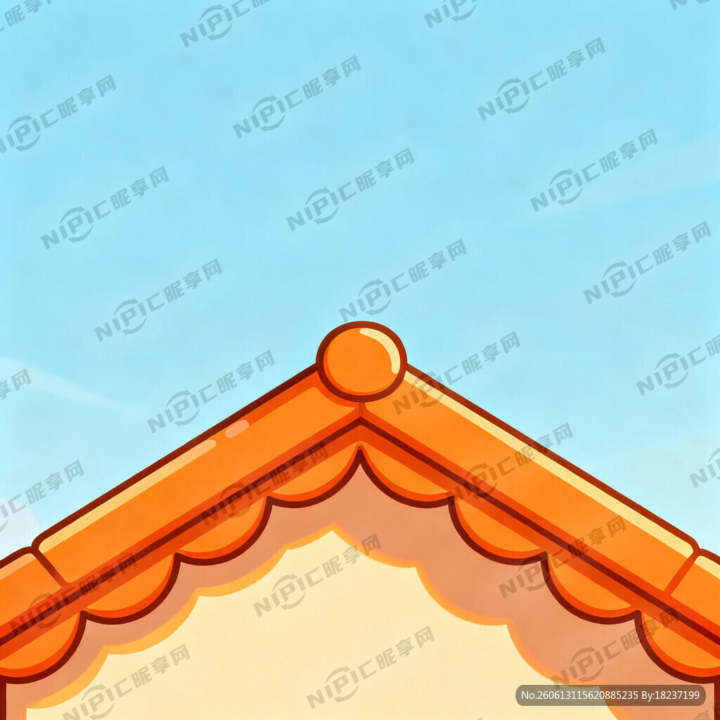 橙色卡通房檐  正视图