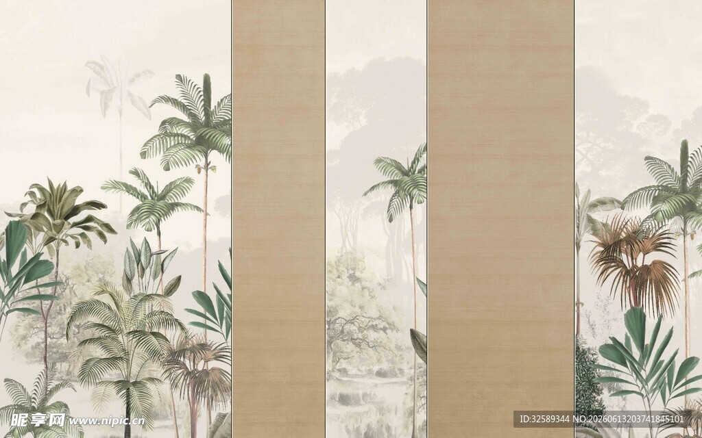 中式植物装饰画三幅图