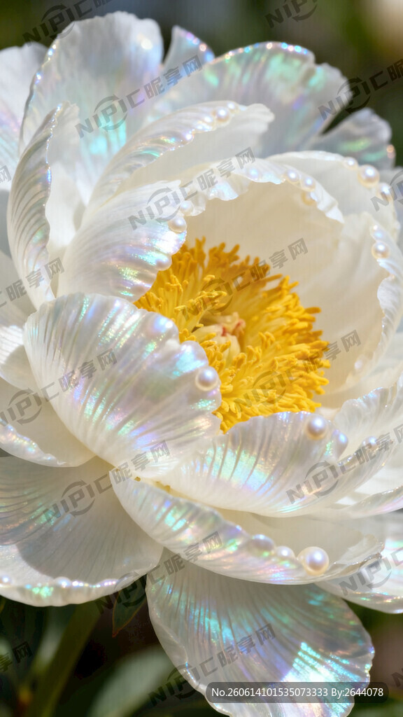 一朵白色牡丹花 母贝纹理