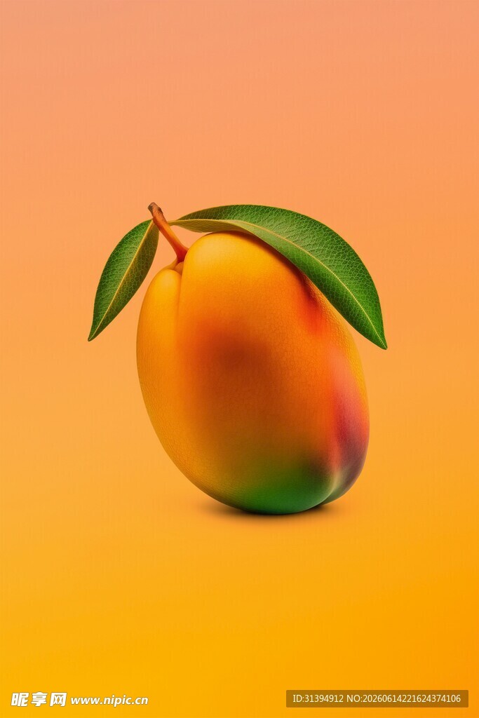 单个芒果特写色彩鲜艳