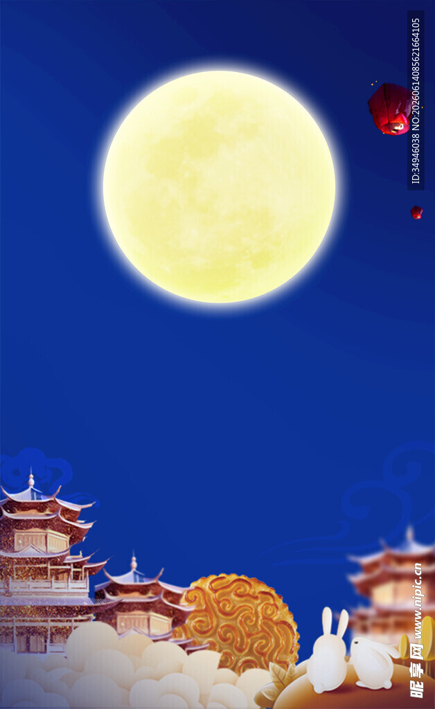 中秋月夜下的古风美景