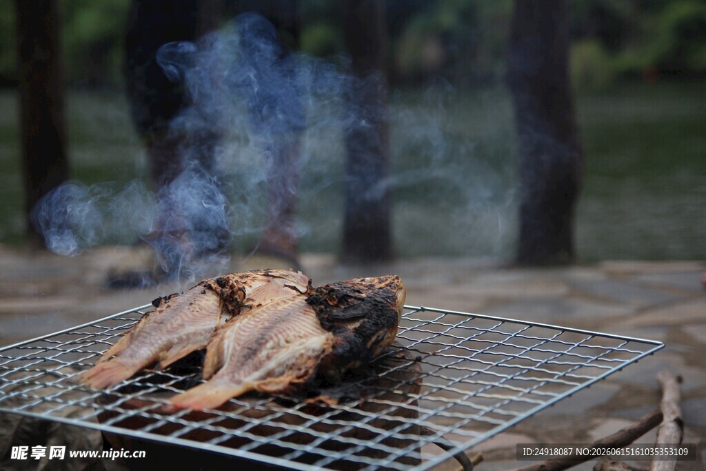 户外烤架上的烤肉