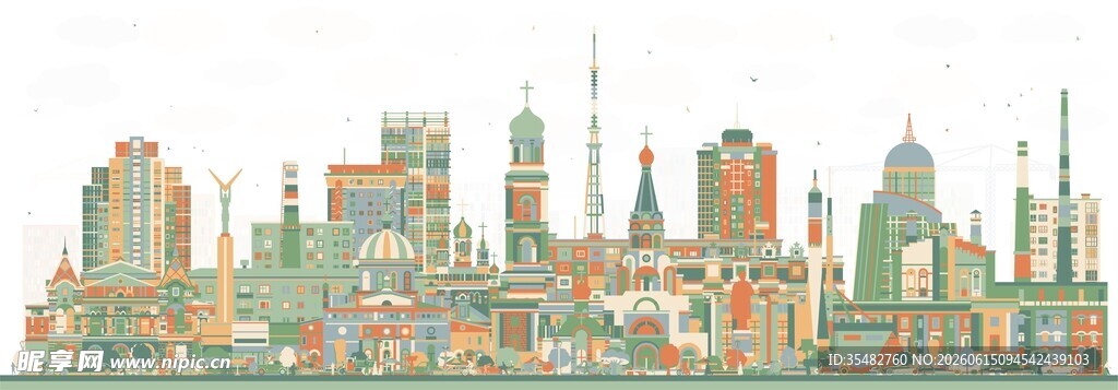 城市天际线插画