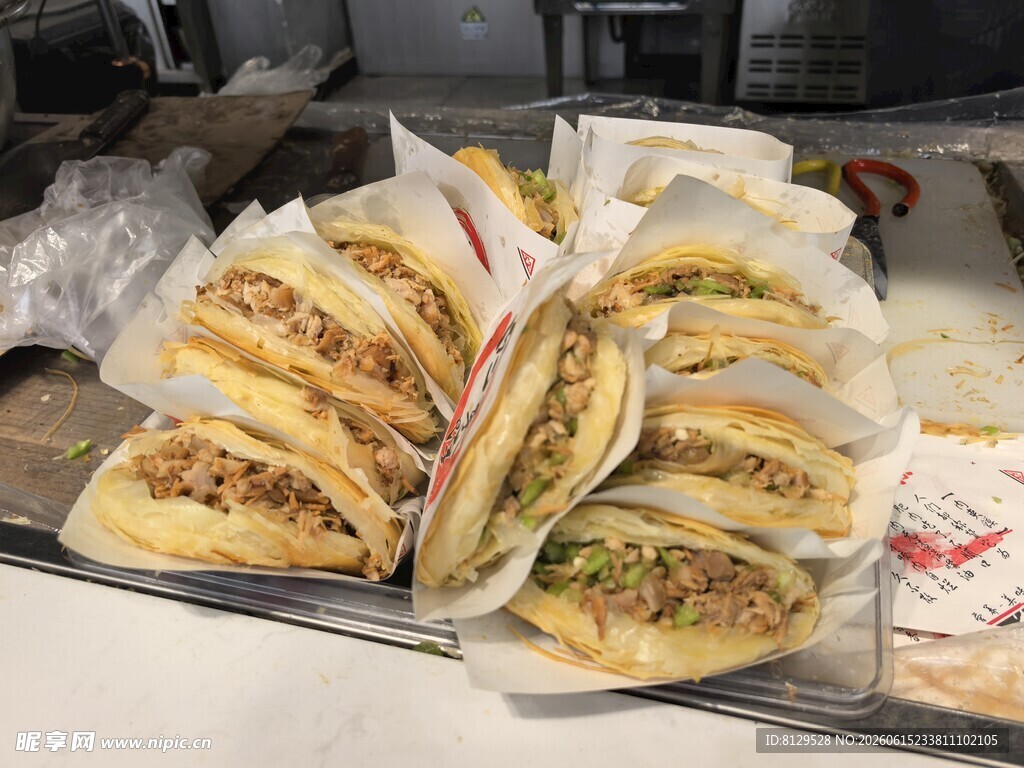 美味夹肉饼整齐摆放