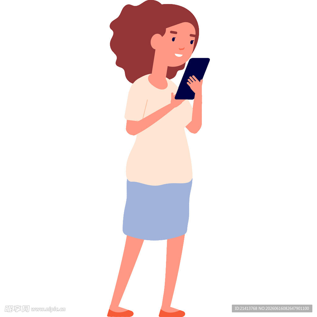 女子手持手机专注查看
