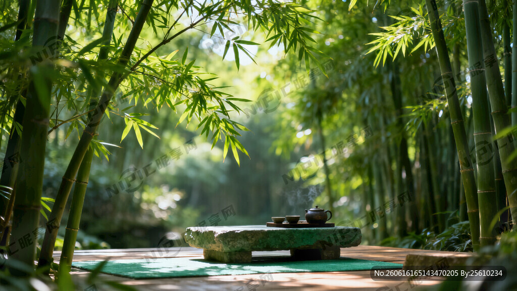 四川的泡茶背景 有竹林 要远景
