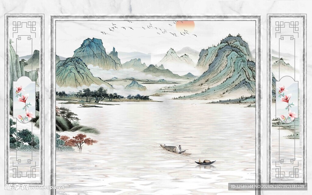 中式山水国画图景