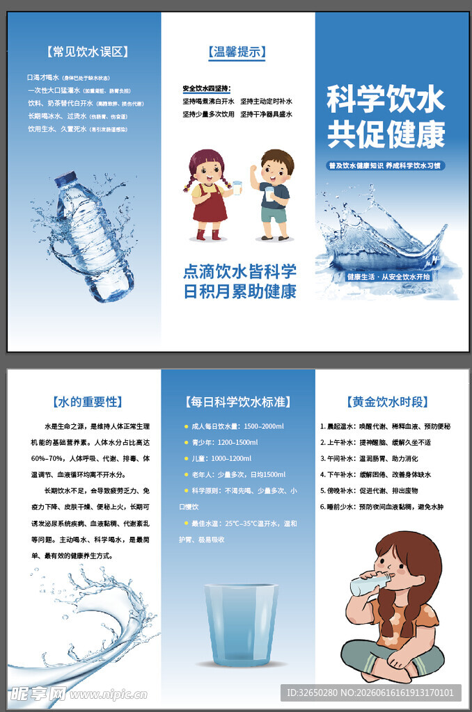 科学饮水知识宣传海报