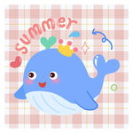 可爱蓝鲸夏日欢乐插画