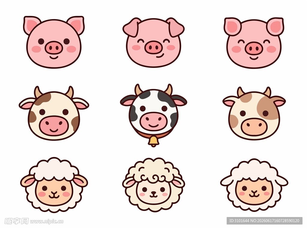 猪牛羊卡通头像