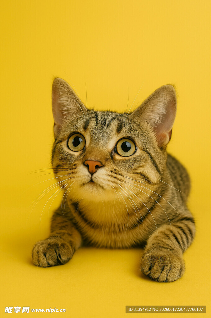 趴着的可爱虎斑猫咪