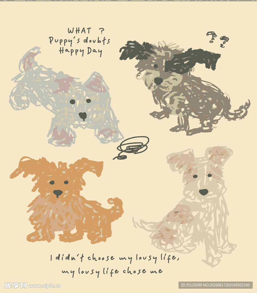 可爱手绘风小狗插画
