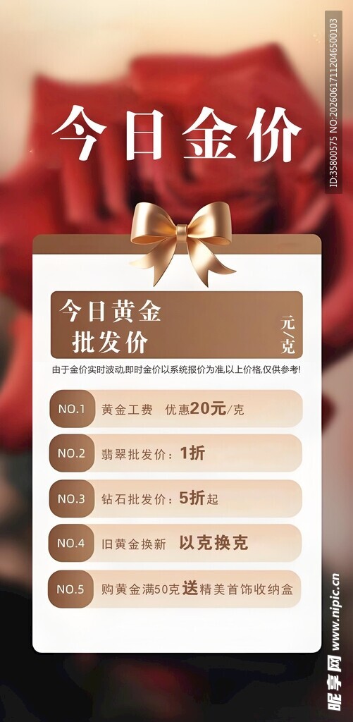 今日金价展示信息板
