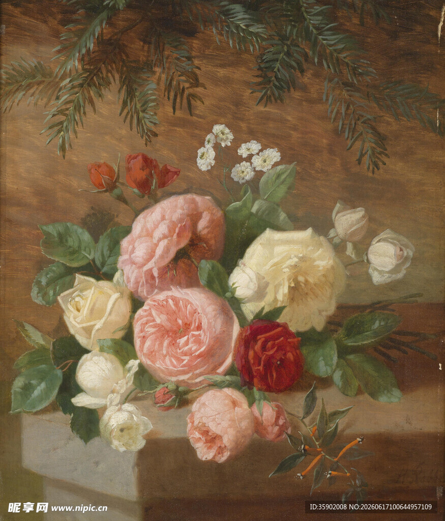 古典风花卉静物油画