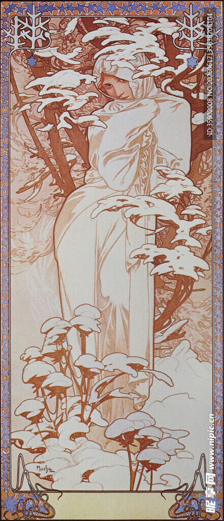 古典风格女性艺术插画