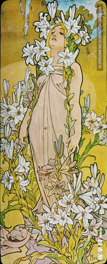花卉插画清新自然的绽放