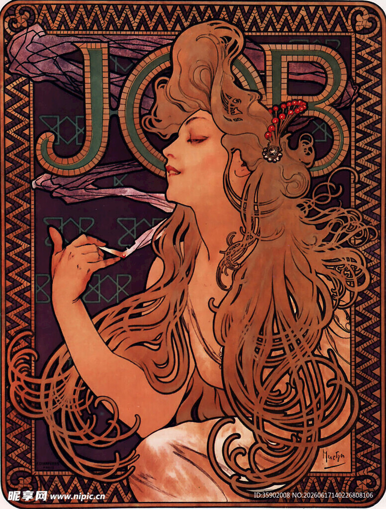 复古风格女性插画JOB