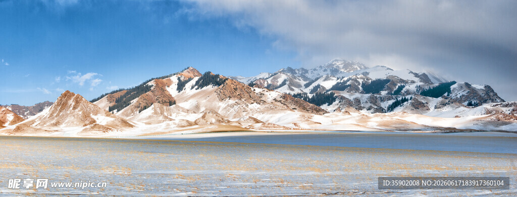 雪山下的广阔荒原美景