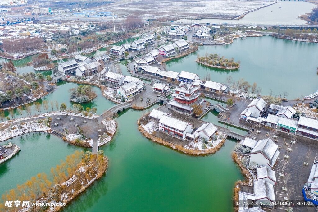 水乡城市航拍景观