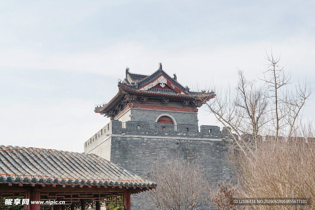 中式古城楼建筑景观