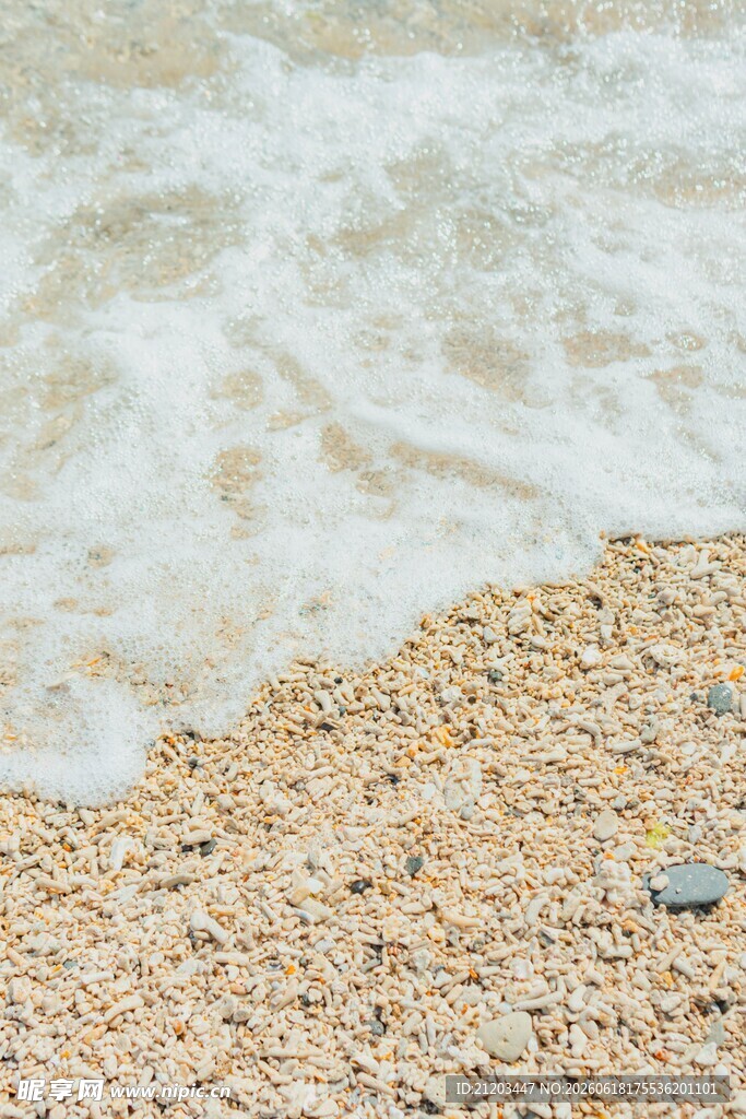 沙滩海浪细腻沙石景观
