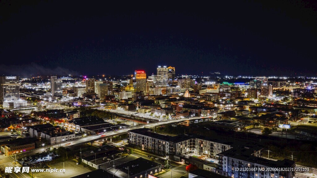 城市璀璨夜景俯瞰图