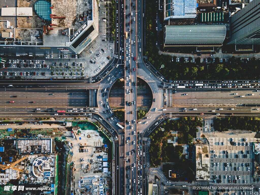城市十字路口俯瞰景观