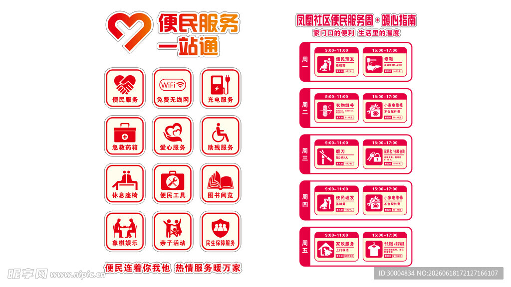 社区便民服务文化墙