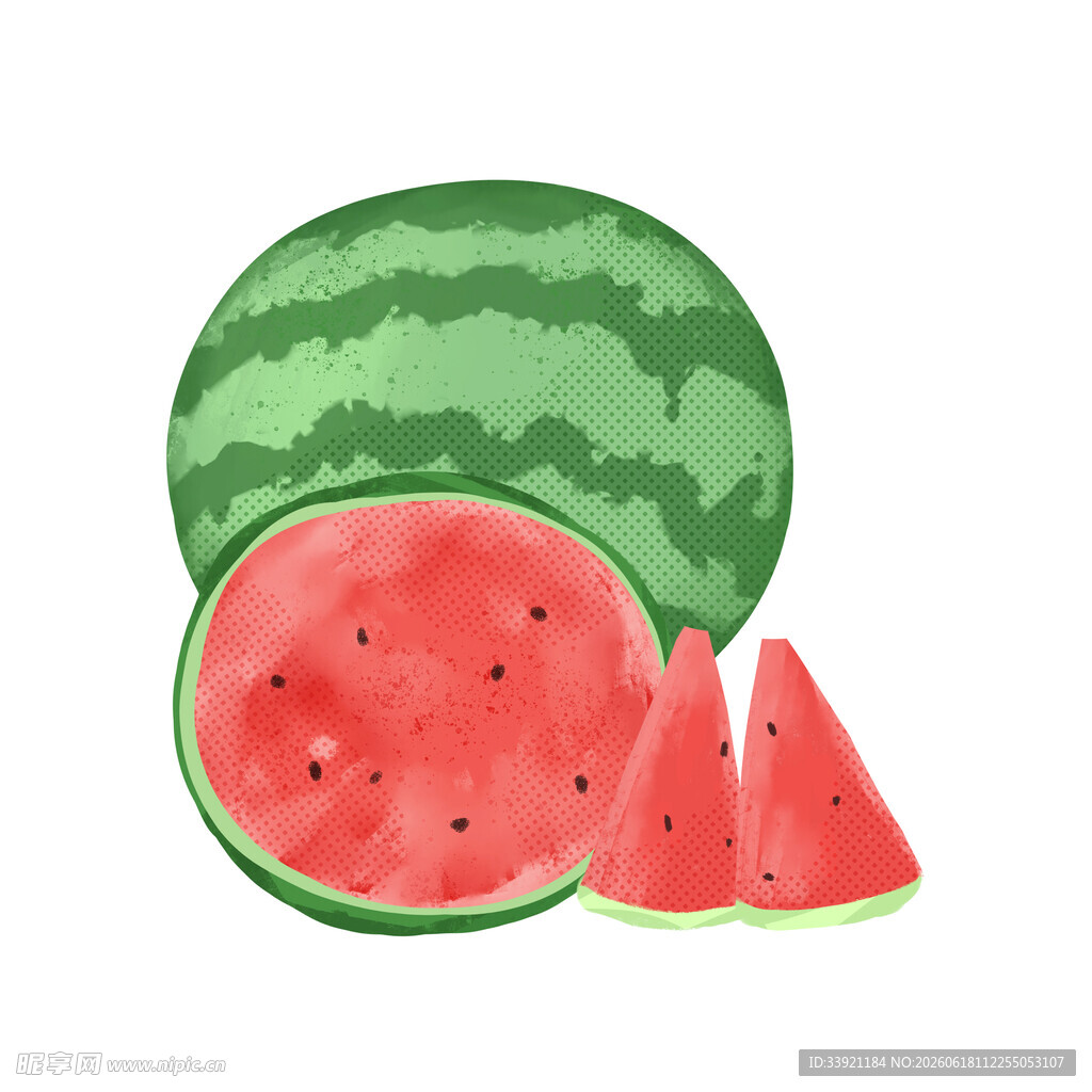 手绘西瓜插画