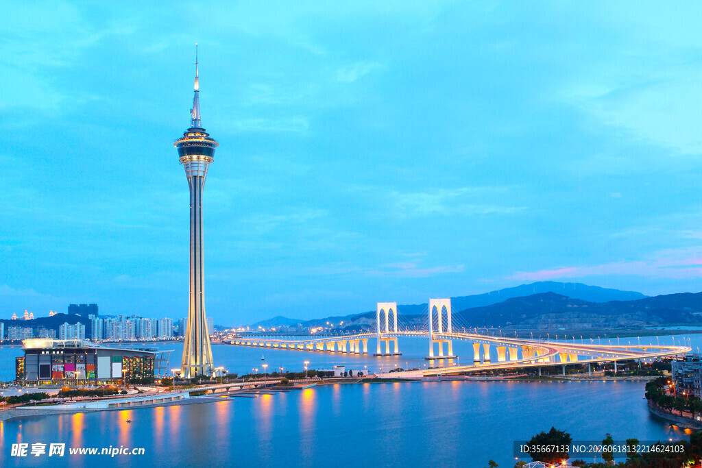 澳门观光塔夜景风光