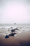 海边沙滩上的礁石