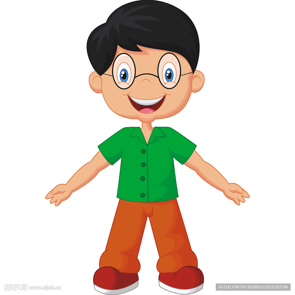 开心小男孩张开双臂