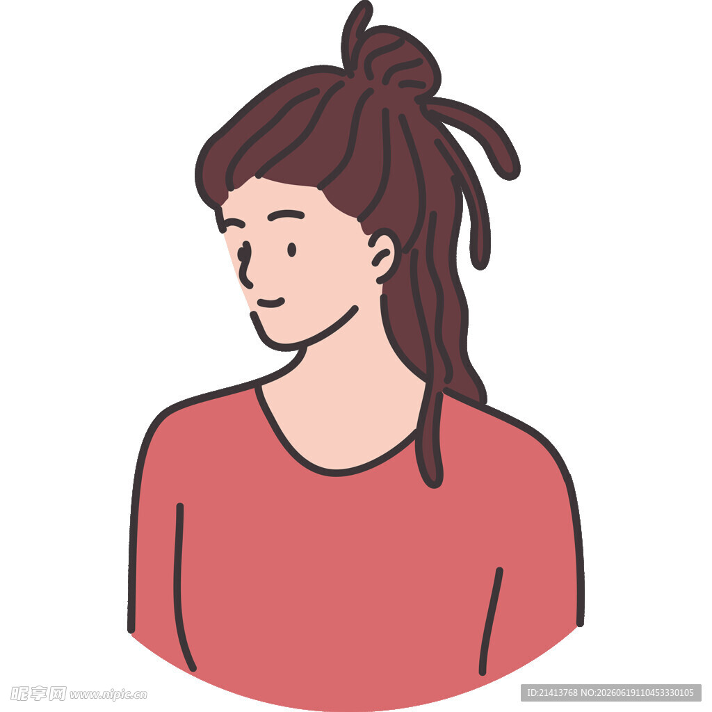 扎发红衣女孩侧影