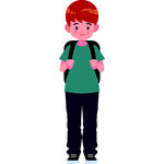 背着书包的红发小男孩