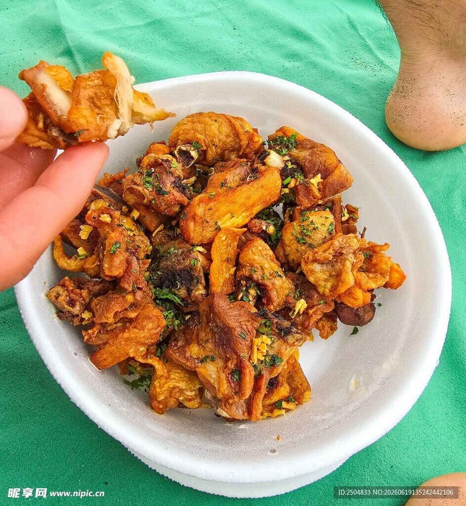美味香酥炸物碗中呈现