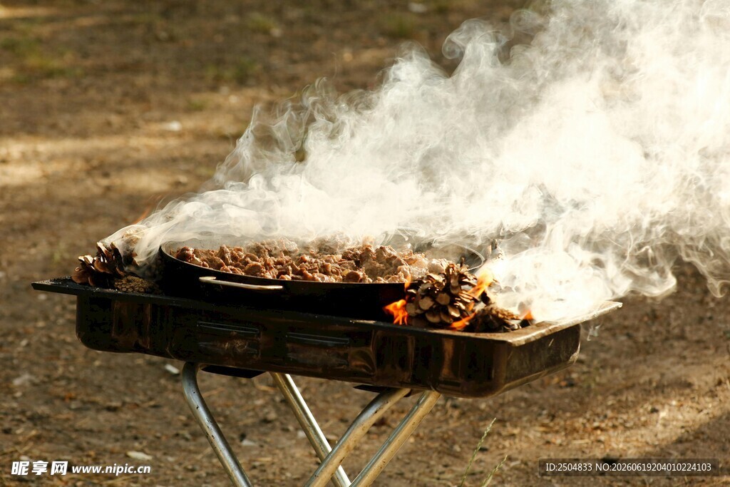 户外烧烤架上的美味烤肉