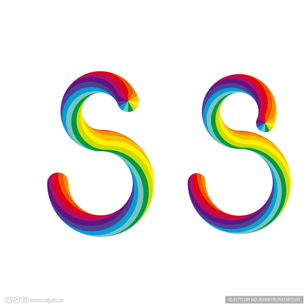 彩色渐变字母S设计